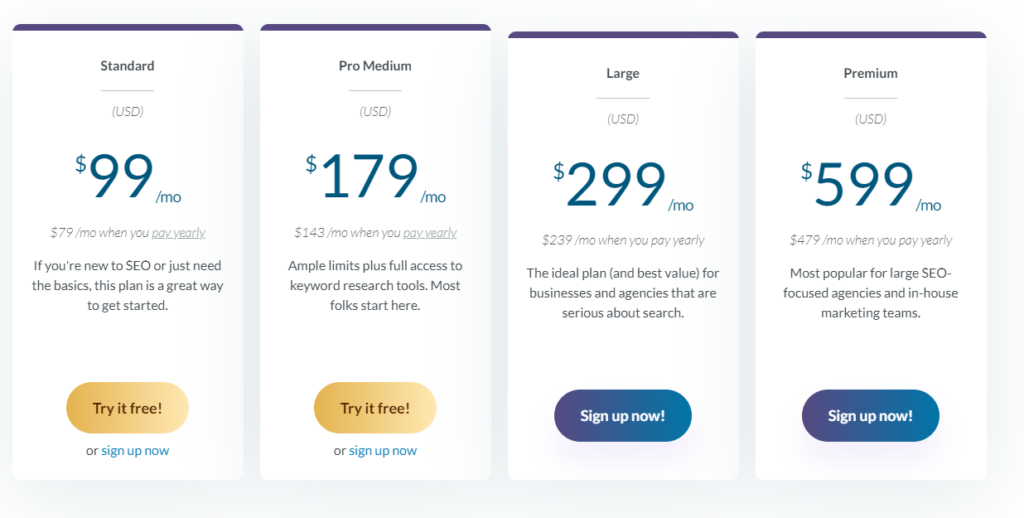 Semrush vs Ahrefs vs Moz: moz pricing